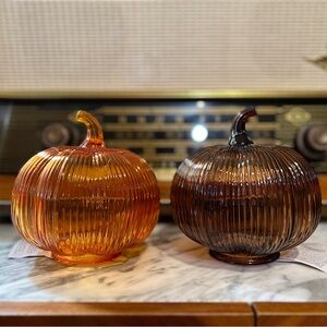 ✨NEW🍂Target Bullseye Playground 2025 Set of Two Glass Pumpkin Decor🎃